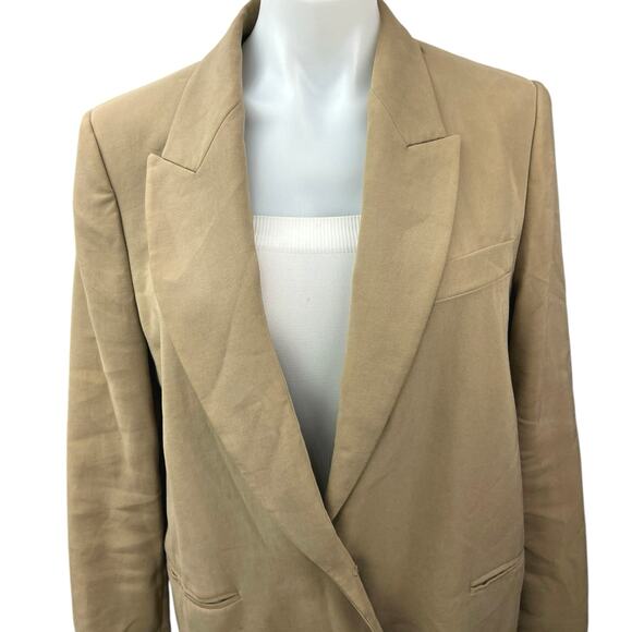 Zara Brown Tan One Button Notch Collar Long Sleeve Blazer Coat Jacket Size M - Picture 3 of 4